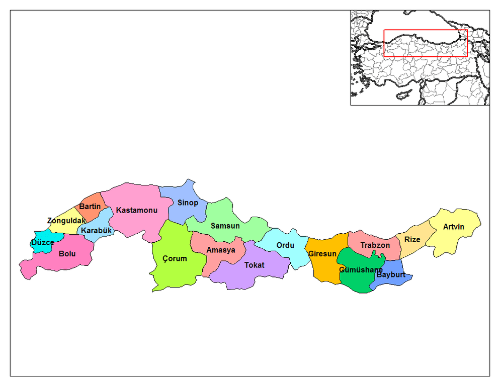 Karadeniz Bölgesi Haritası