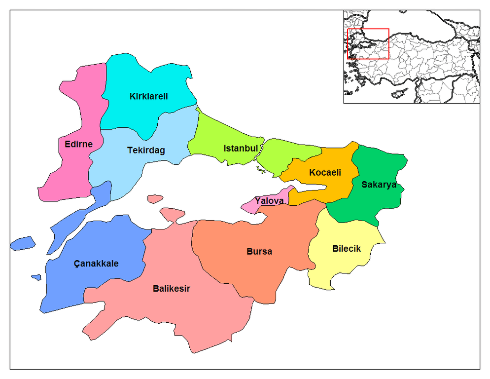 Marmara Bölgesi Haritası