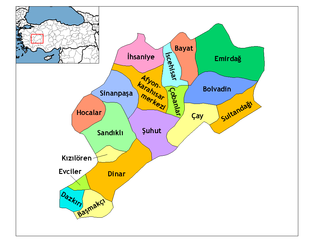 Afyonkarahisar İlçeleri Haritası