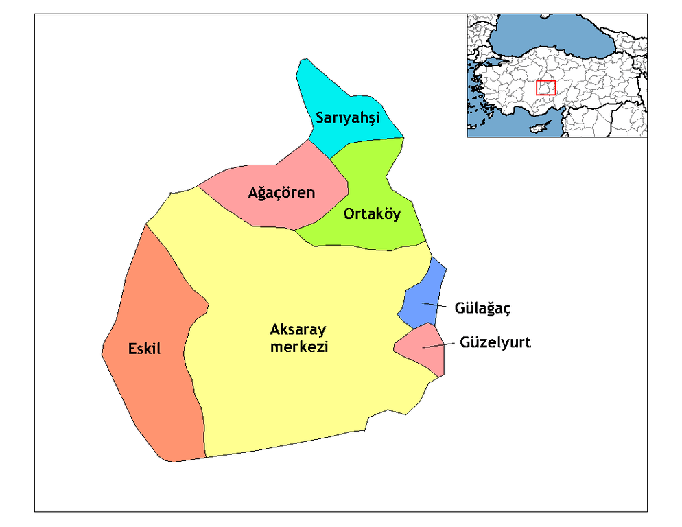 Aksaray İlçeleri Haritası