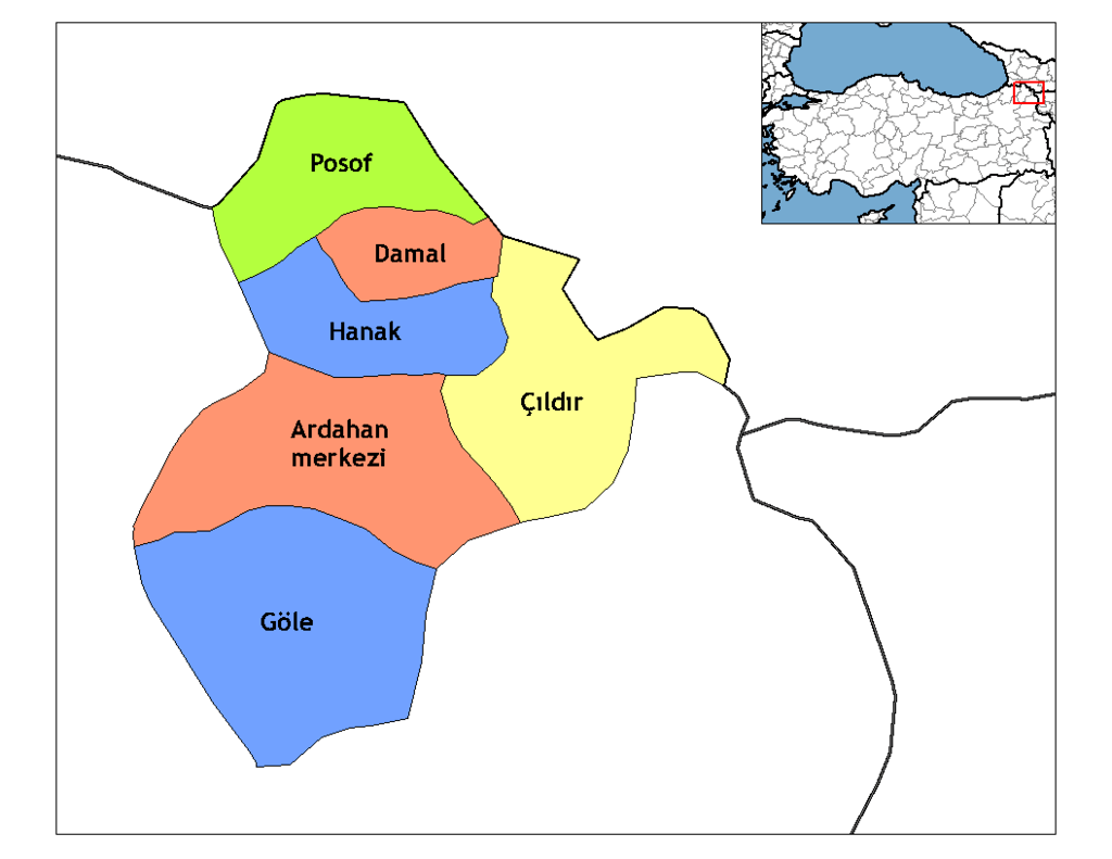 Ardahan İlçeleri Haritası