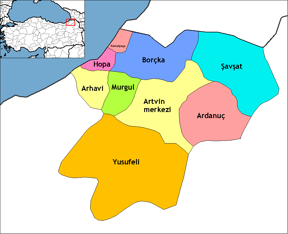 Artvin İlçeleri Haritası