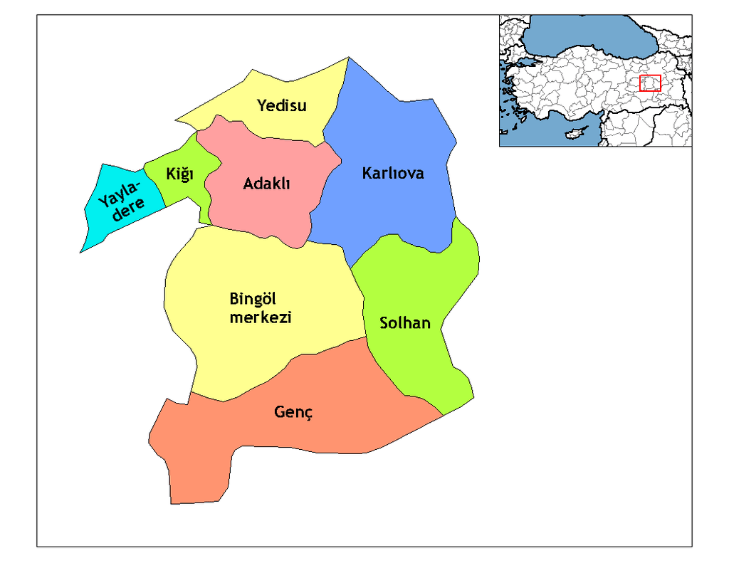 Bingöl İlçeleri Haritası