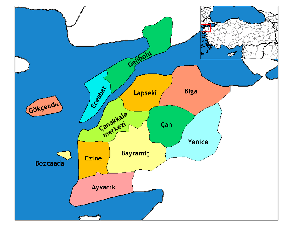 Çanakkale İlçeleri Haritası