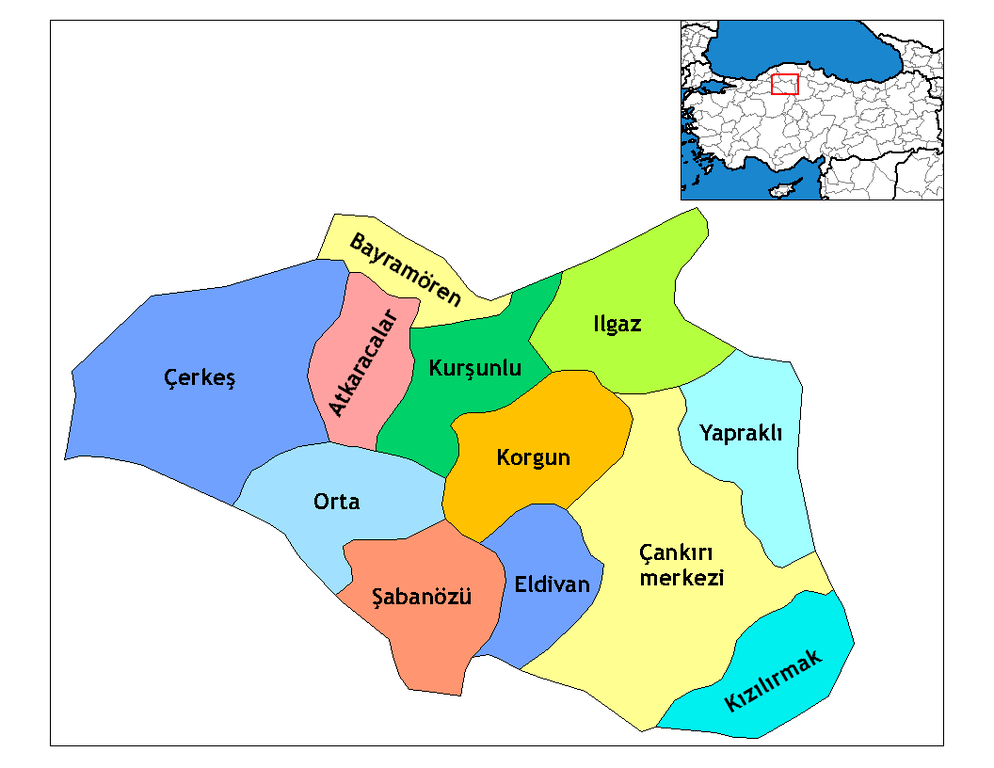 Çankırı İlçeleri Haritası