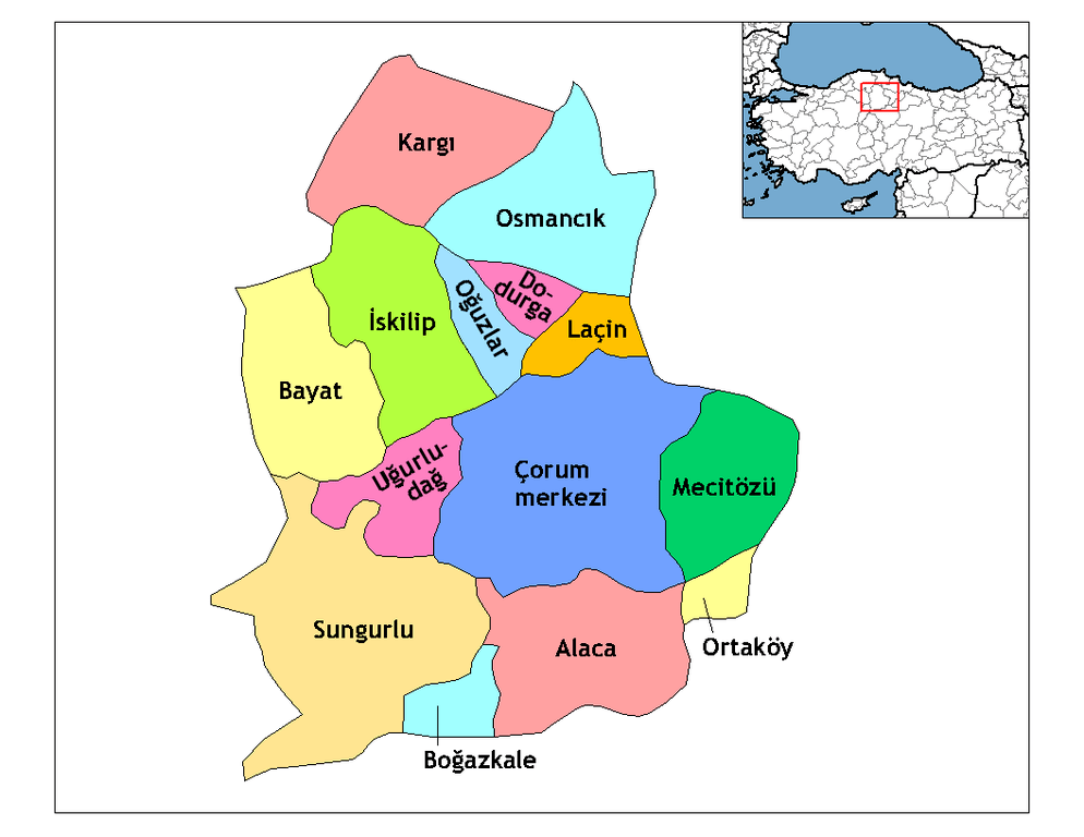 Çorum İlçeleri Haritası