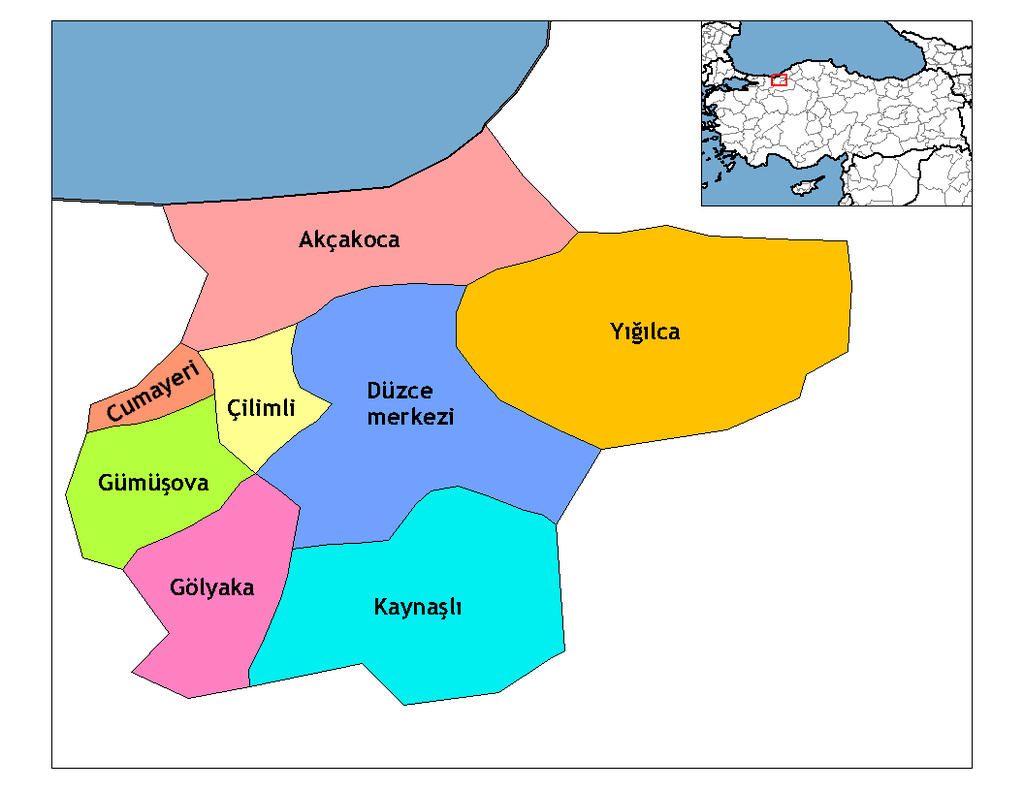 Düzce İlçeleri Haritası