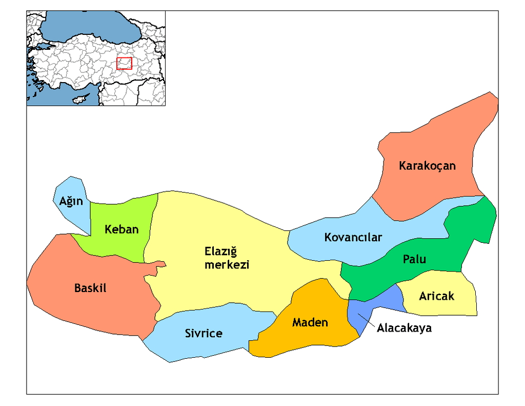 Elazığ İlçeleri Haritası
