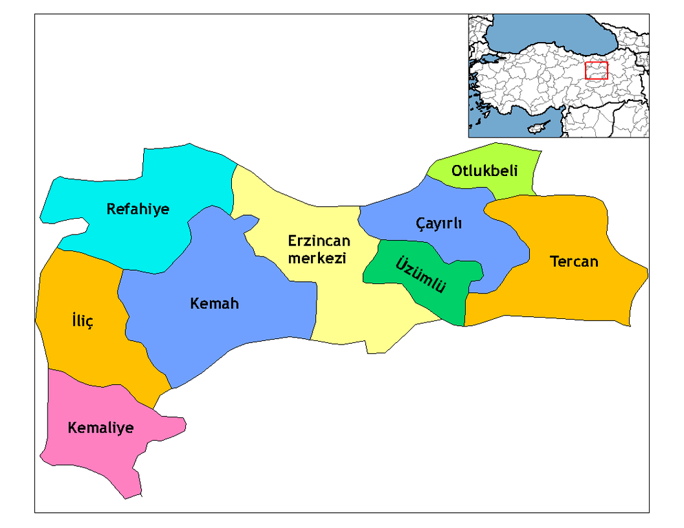 Erzincan İlçeleri Haritası