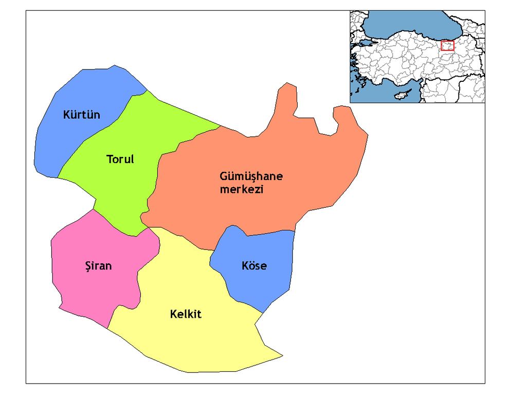 Gümüşhane İlçeleri Haritası