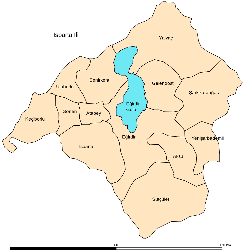 Isparta İlçeleri Haritası