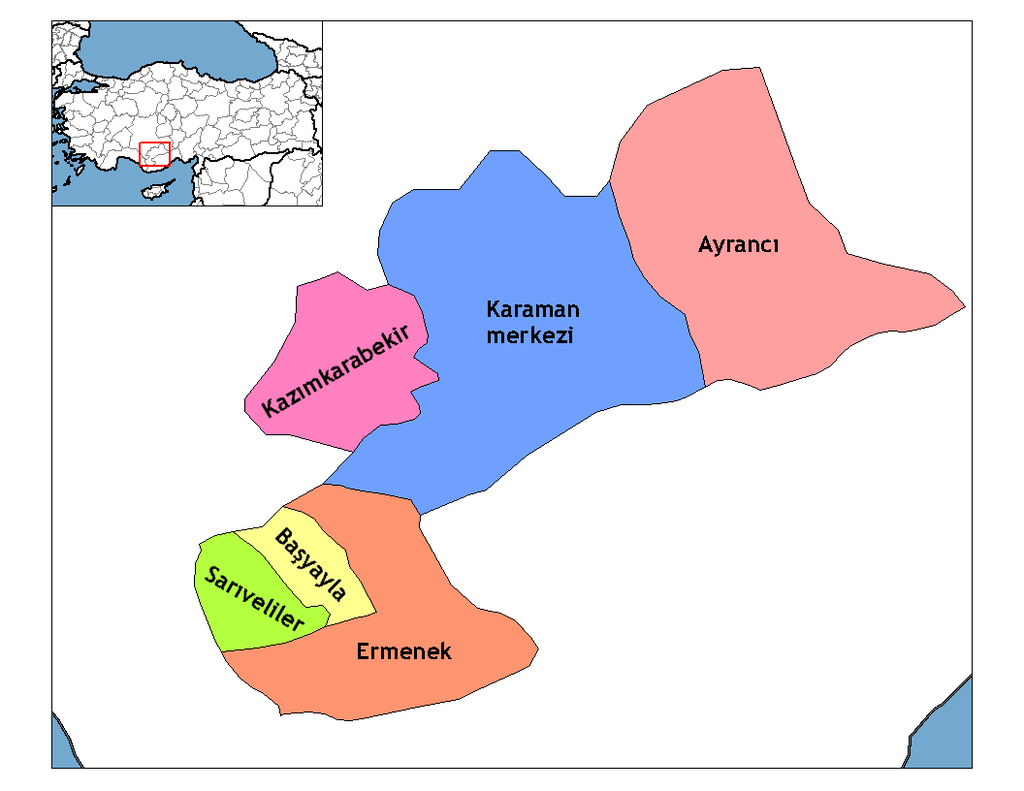 Karaman İlçeleri Haritası