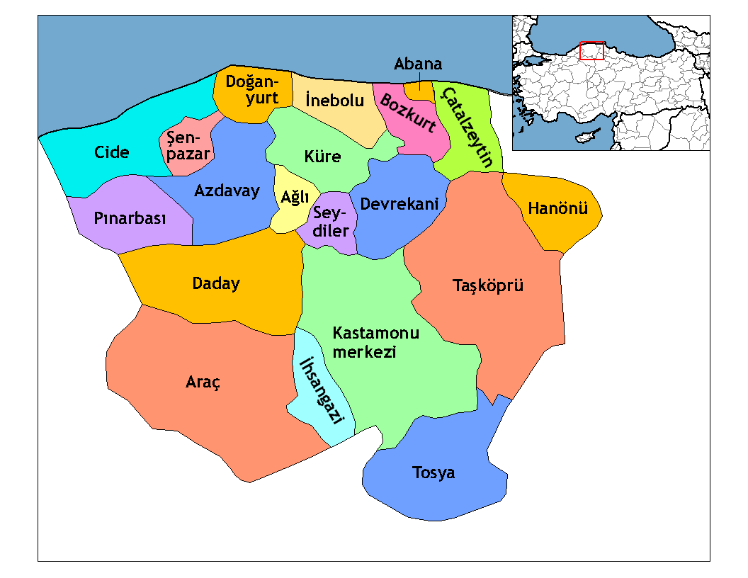 Kastamonu İlçeleri Haritası
