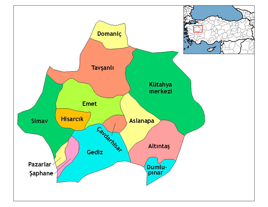 Kütahya İlçeleri Haritası
