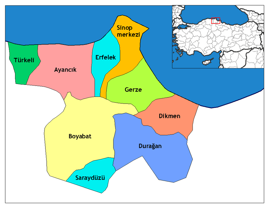 Sinop İlçeleri Haritası