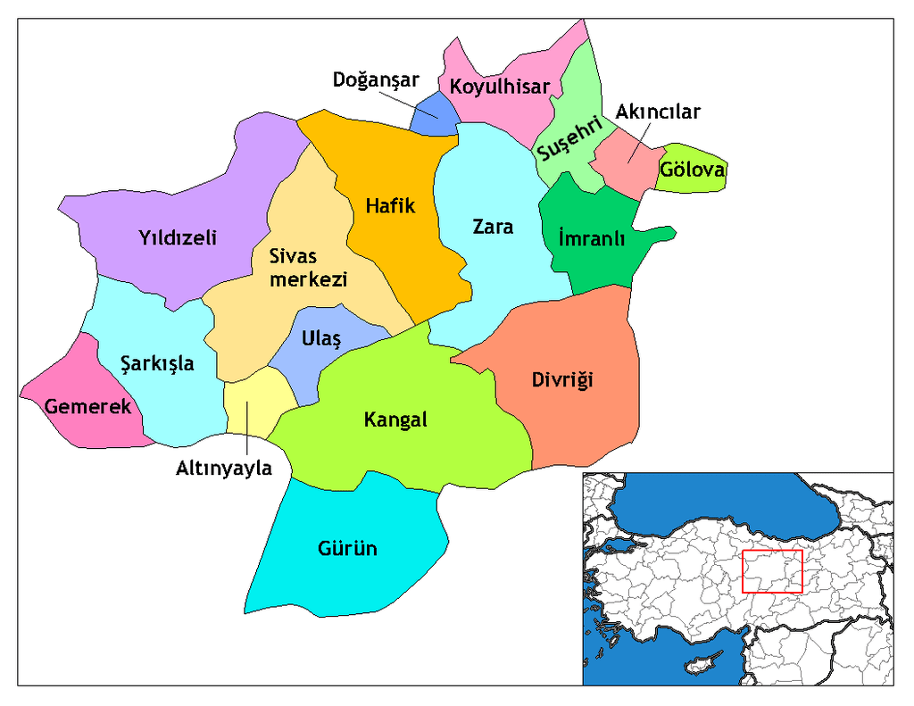 Sivas İlçeleri Haritası
