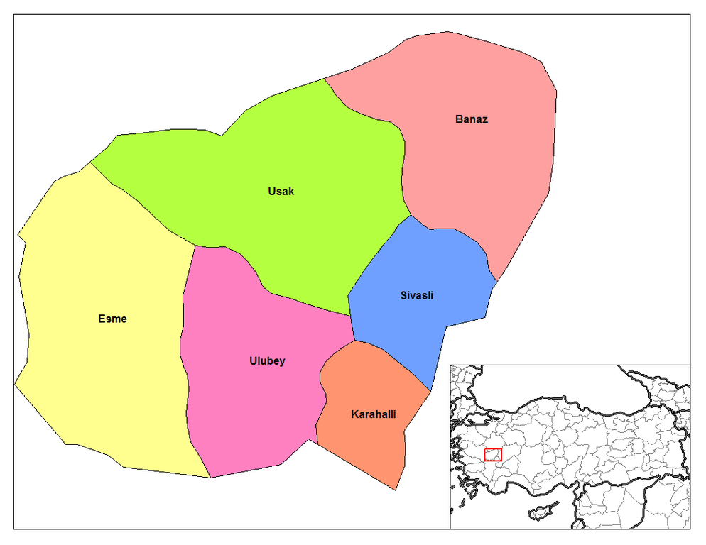 Uşak İlçeleri Haritası
