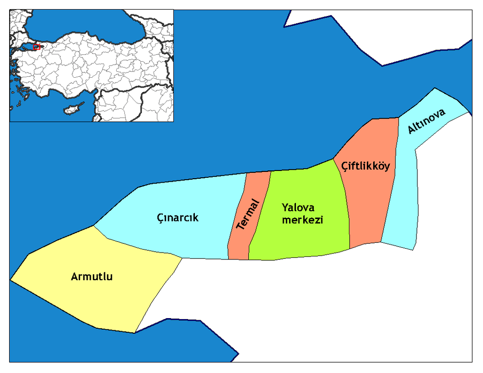 Yalova İlçeleri Haritası