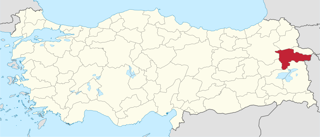 Ağrı'ın Türkiye haritası üzerindeki konumu
