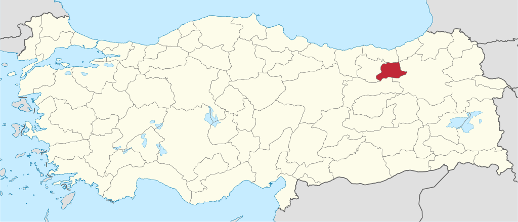 Bayburt'ın Türkiye haritası üzerindeki konumu