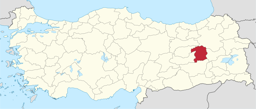 Bingöl'ın Türkiye haritası üzerindeki konumu