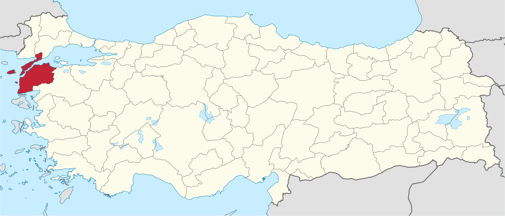 Çanakkale'in Türkiye haritası üzerindeki konumu