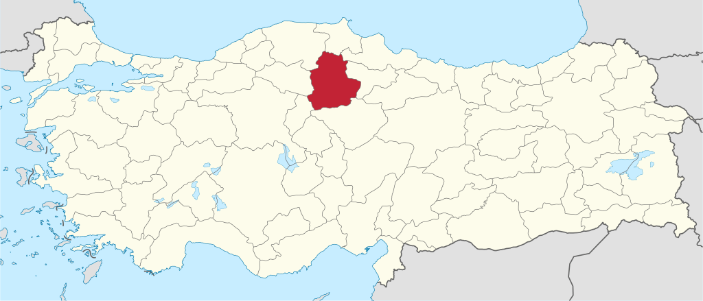 Çorum'ın Türkiye haritası üzerindeki konumu