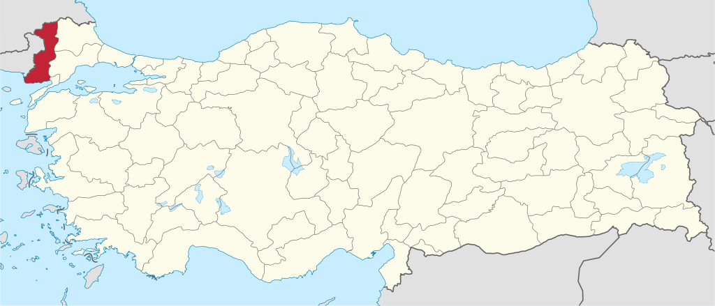 Edirne'in Türkiye haritası üzerindeki konumu