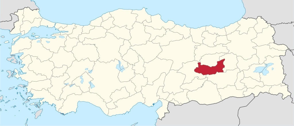 Elazığ'ın Türkiye haritası üzerindeki konumu