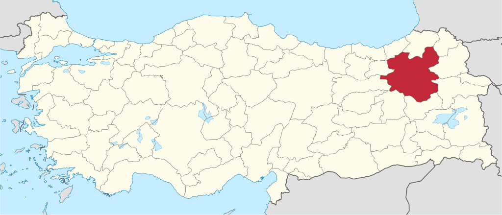 Erzurum'un Türkiye haritası üzerindeki konumu