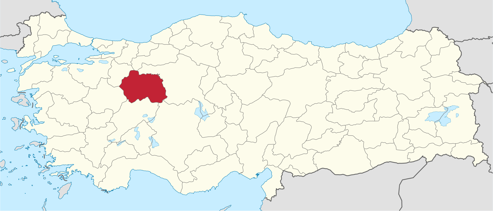 Eskişehir'in Türkiye haritası üzerindeki konumu