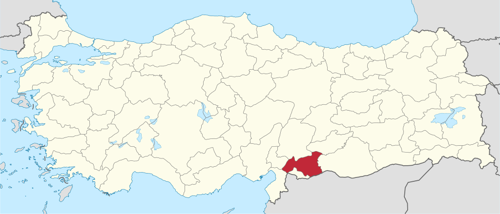 Gaziantep'in Türkiye haritası üzerindeki konumu