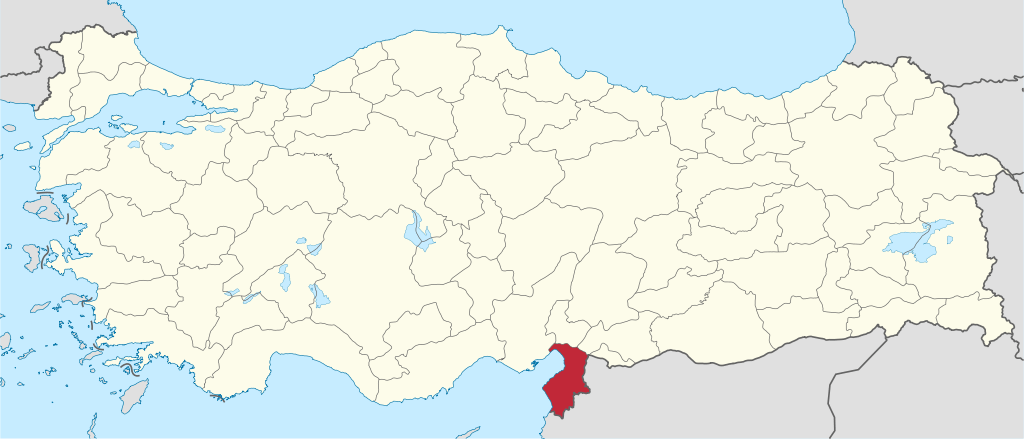 Hatay'ın Türkiye haritası üzerindeki konumu