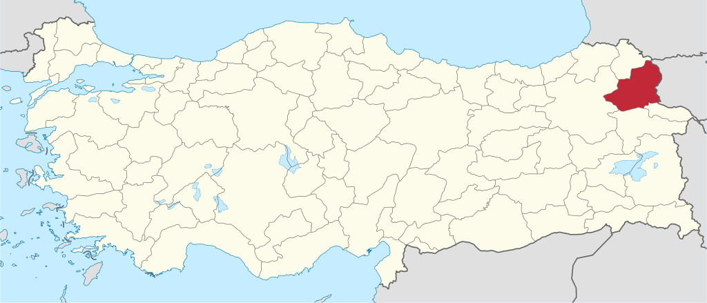 Kars'ın Türkiye haritası üzerindeki konumu