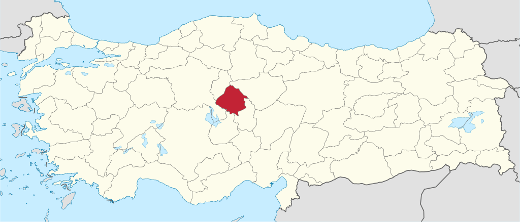 Kırşehir'in Türkiye haritası üzerindeki konumu