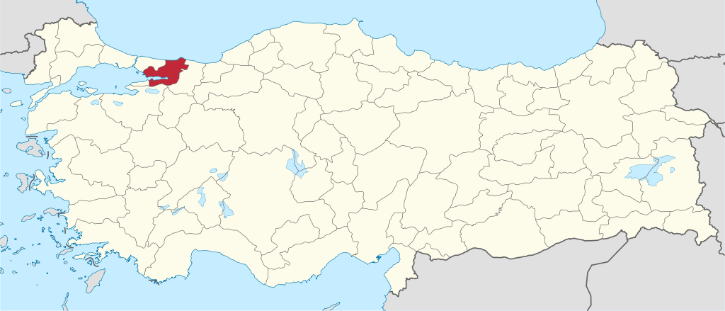 Kocaeli'in Türkiye haritası üzerindeki konumu