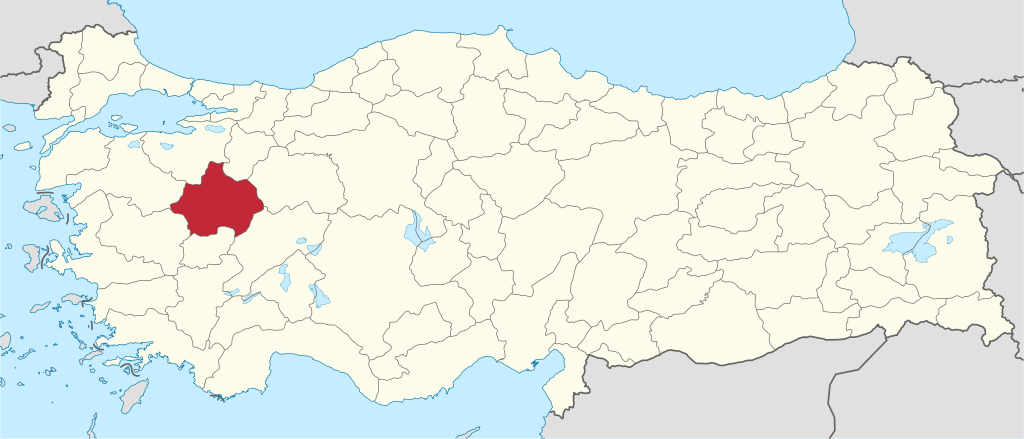 Kütahya'ın Türkiye haritası üzerindeki konumu