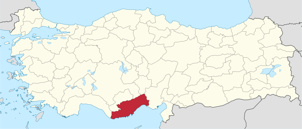 Mersin'in Türkiye haritası üzerindeki konumu