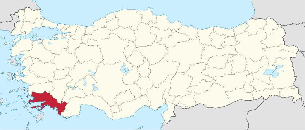 Muğla'ın Türkiye haritası üzerindeki konumu