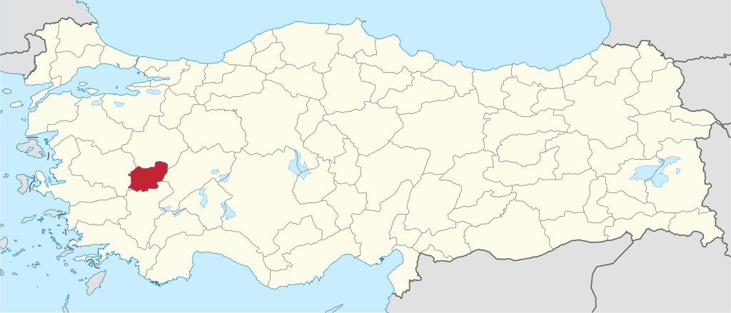 Uşak'ın Türkiye haritası üzerindeki konumu